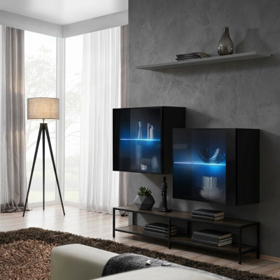 Wohnwand Holz Möbel Einrichtung Luxus Designer Komplette Set 3tlg. Wand Regal
