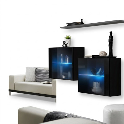 Wohnwand Holz Möbel Einrichtung Luxus Designer Komplette Set 3tlg. Wand Regal