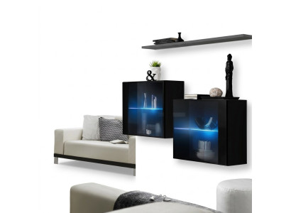 Wohnwand Holz Möbel Einrichtung Luxus Designer Komplette Set 3tlg. Wand Regal