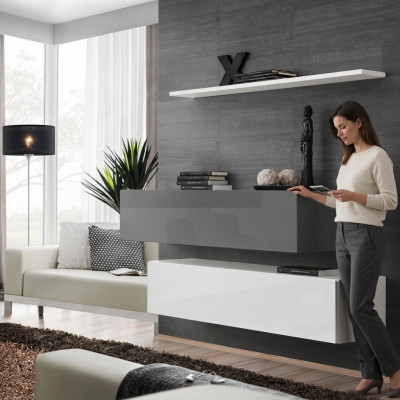 2x Schränke Wohnwand Set Luxus Design Einrichtung Wandregal Holzmöbel Wohnzimmer