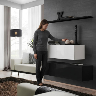 Wohn Zimmer Schwarz Wohnwand Designer Schränke Set Wandregal Modern Neu Möbel