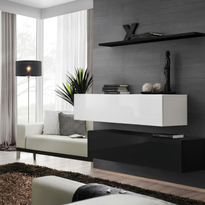 Wohn Zimmer Schwarz Wohnwand Designer Schränke Set Wandregal Modern Neu Möbel