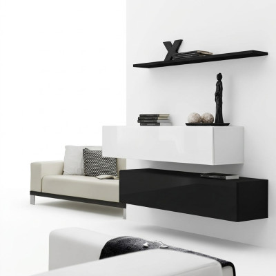 Wohn Zimmer Schwarz Wohnwand Designer Schränke Set Wandregal Modern Neu Möbel