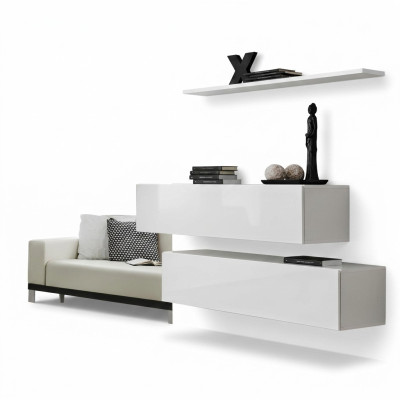 Garnitur Weiß Set 3tlg Komplett Wandschrank Wohnwand Wand Regal Modern Design