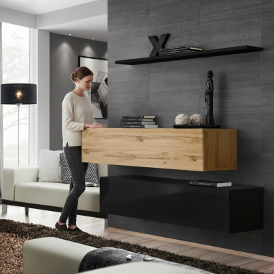 Wohnzimmermöbel Luxus Wohnwand 130 cm Designer Garnitur Set 3tlg Wandschrank