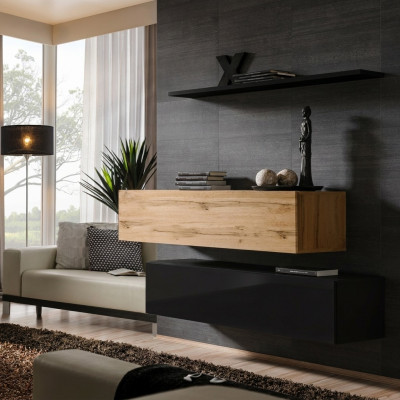 Wohnzimmermöbel Luxus Wohnwand 130 cm Designer Garnitur Set 3tlg Wandschrank