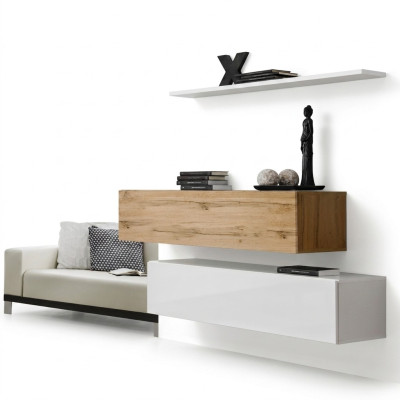 Wohnwand 130 cm Designer 2x Wandschrank Garnitur Set Möbel Holz Wohnzimmer