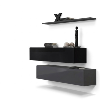 Wohnzimmer Wandregal Sideboard Wohnwände Wandschrank Komplett Set 3tlg. Neu
