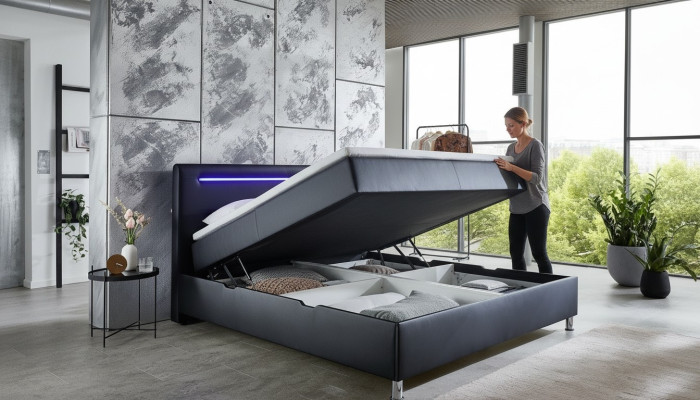 Boxspringbett Doppelbett Polstermöbel Kunstleder Designer Doppel Luxus Design