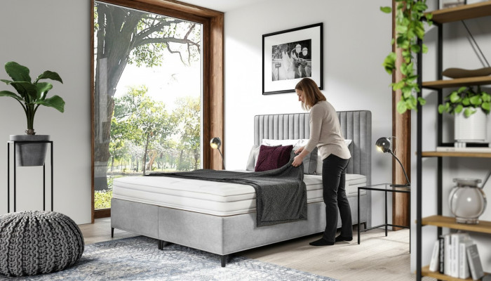 Polsterbett Schlafzimmer Bett Luxus neu Design Modern Holz Einrichtung Textil