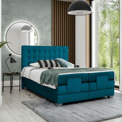 Schlafzimmer Bett Polsterbett Modern Blau Doppelbett Design Textil Luxus