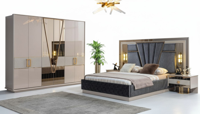 Moderne Schlafzimmer Set Design Einrichtung Neu Möbel Bett mit 2x Nachttische