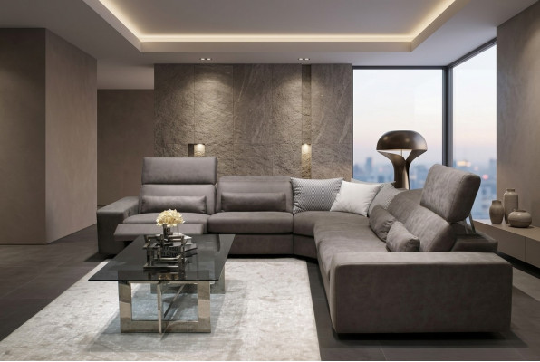 Sofa L-Form Modern Ecksofa Wohnzimmer Set Einrichtung Design Couchtisch