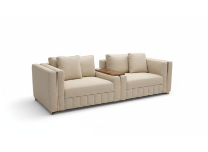Modern Wohnzimmer Sofa Zweisitzer Beige Textil Polster Möbel Einrichtung Design