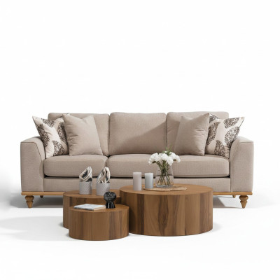 Sofa Dreisitzer Wohnzimmer Design Modern Möbel Luxus Beige Sofas