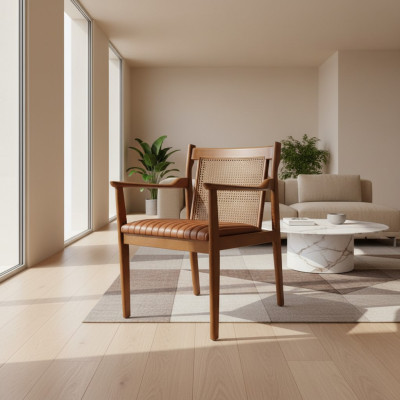 Modernen Holz Armlehnstuhl Polster Leder Esszimmer Stuhl Neu Möbel