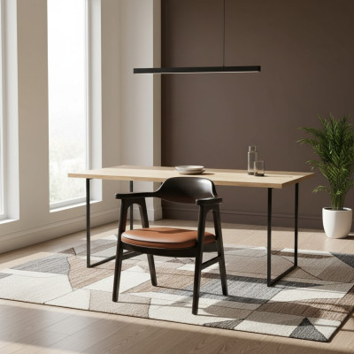 Esszimmer Stuhl mit Armlehnen Schwarz Holzstuhl Neu Möbel Design Sitz