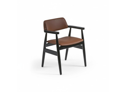 Design Armlehnstuhl Esszimmer Schwarz Möbel Holzstuhl Neu Sitz