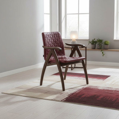 Modern Stuhl mit Armlehnen Leder Sitz Design Holz Stühle Esszimmer