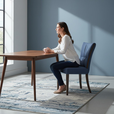 Modern Stuhl Blau Möbel Designer Einrichtung Luxus Esszimmer Polstersitz