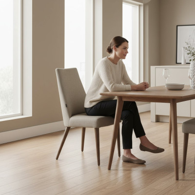 Holzstuhl Stoff Sitz Stuhl Esszimmer Neu Designer Möbel Luxus Stühle