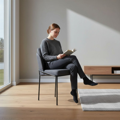 Luxus Grau Stuhl Esszimmer Polster Stoff Möbel Neu Designer Stühle
