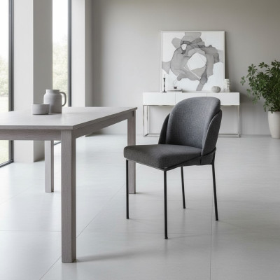 Luxus Grau Stuhl Esszimmer Polster Stoff Möbel Neu Designer Stühle