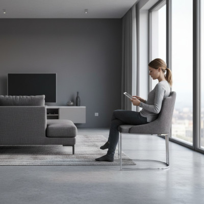 Modern Stuhl Grau Luxus Designer Möbel Esszimmerstuhl Einrichtung Polsterstuhl