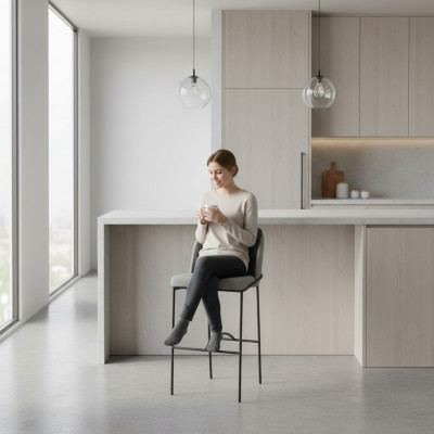 Esszimmer Barhocker Design Bar Stühle Polster Stuhl Moderne Grau