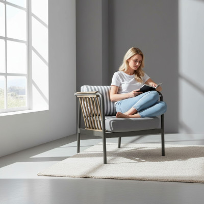 Sessel Modern Grau Sitz Wohnzimmer Design Einrichtung Neu Möbel