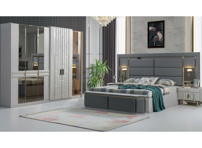 Komplett Schlafzimmer Möbel Set Bett 2x Nachttisch Kleiderschrank Neu