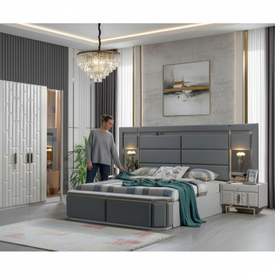 Schlafzimmer Komplett Bett 2x Nachttische Neu Luxus Möbel Set Einrichtung