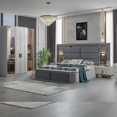 Schlafzimmer Komplett Bett 2x Nachttische Neu Luxus Möbel Set Einrichtung
