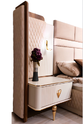 Set Schlafzimmer Bett Luxus Kleiderschrank 2xNachttische Design Schminktisch