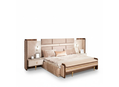 Schlafzimmer Garnitur Luxus Design Bett 2xNachttische Modern Einrichtung