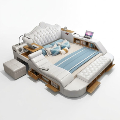 Multifunktionsbett Chesterfield Doppel Luxus Design Bett 180x200 USB