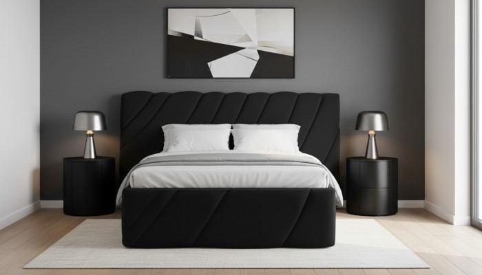 Luxus Schlafzimmer Bett Doppelbett Schwarz Holz Polster Betten Bettrahmen