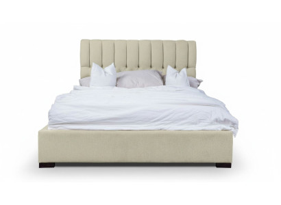 Bett Beige Doppelbett Holz Modern Betten Luxus Stoff Bett Schlafzimmer