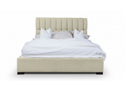 Bett Beige Doppelbett Holz Modern Betten Luxus Stoff Bett Schlafzimmer