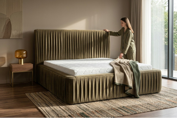 Stoff Design Bett Doppel Betten Luxus Ehe Modernes Hotel Gestell Schlaf Zimmer