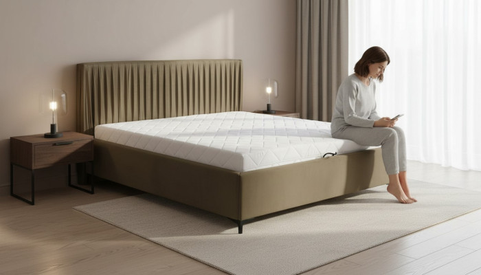 Modernes Bett Design Betten Holz Textil Schlafzimmer Bettgestell