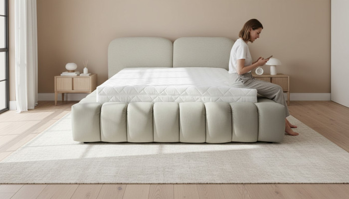 Luxus Bettrahmen 180x200 cm Farbe Grau Kopfteil Betten Schlafzimmer Möbel