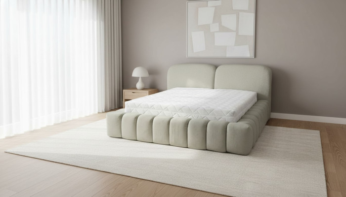 Luxus Bettrahmen 180x200 cm Farbe Grau Kopfteil Betten Schlafzimmer Möbel