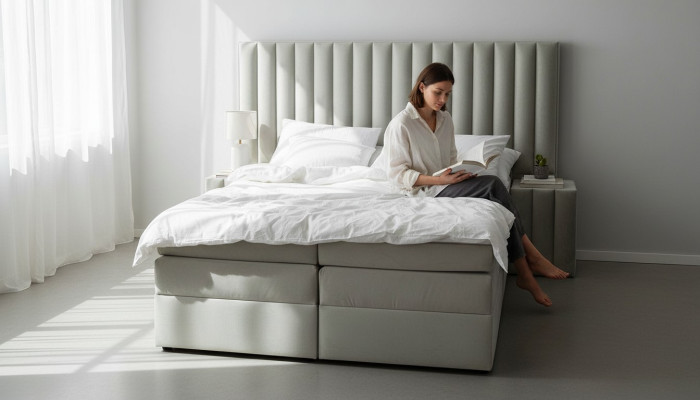 Schlafzimmer Set Bett Nachttisch 3 tlg Design Modern Luxus Betten Grau