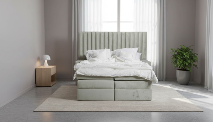 Schlafzimmer Set Bett Nachttisch 3 tlg Design Modern Luxus Betten Grau