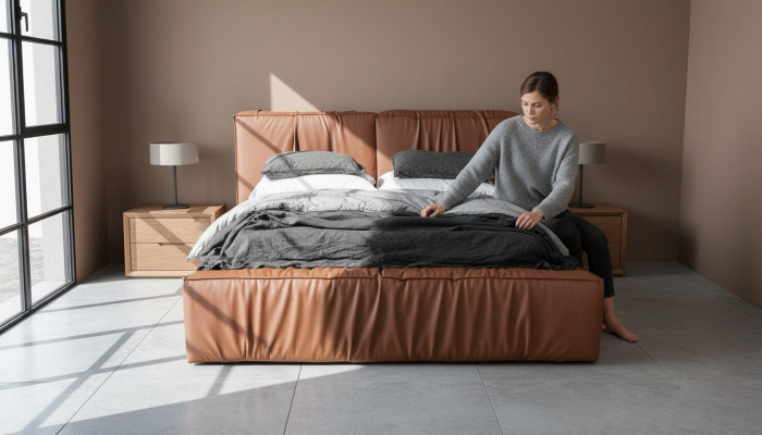 Betten Hotel Kunstleder 180x200cm Luxus Möbel Design Polsterbett Bett