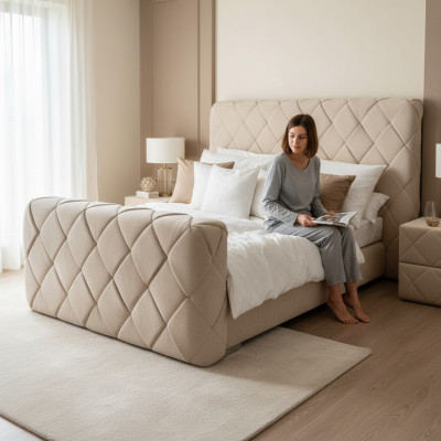 Luxus Schlafzimmer Möbel Betten Modern Bettrahmen 140x200 cm Design Kopfteil