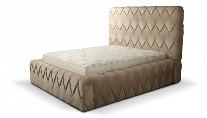 Luxus Bettrahmen 180x200 cm Farbe beige Kopfteil Betten Schlafzimmer Möbel