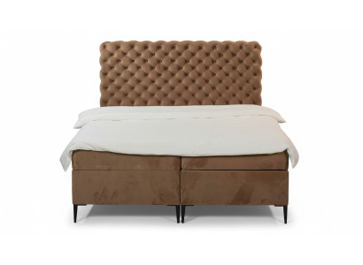 Textil Bett braun Luxus Doppel Chesterfield Schlafzimmer Design Betten