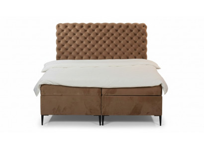 Textil Bett braun Luxus Doppel Chesterfield Schlafzimmer Design Betten
